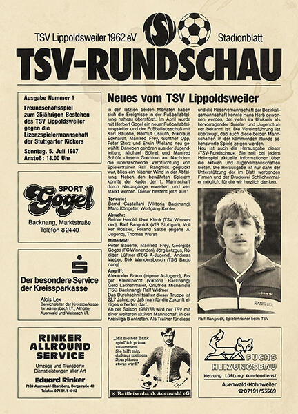 Stadionsblatt des TSV Lippoldsweiler