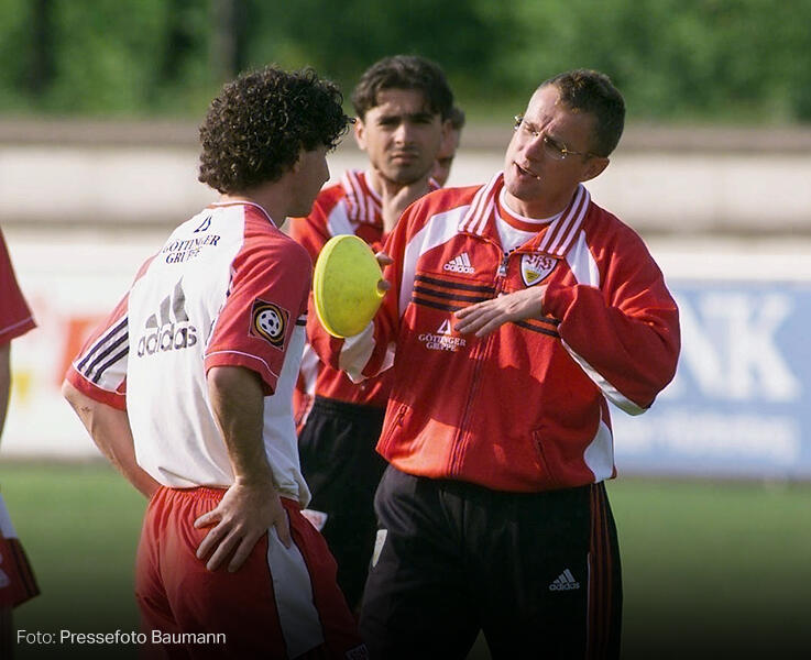Ralf Rangnick mit Lisztes Kristian, 1999