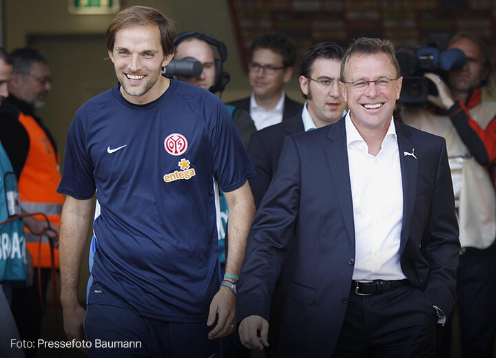 Ralf Rangnick, Cheftrainer der TSG 1899 Hoffenheim mit Thomas Tuchel, 2009