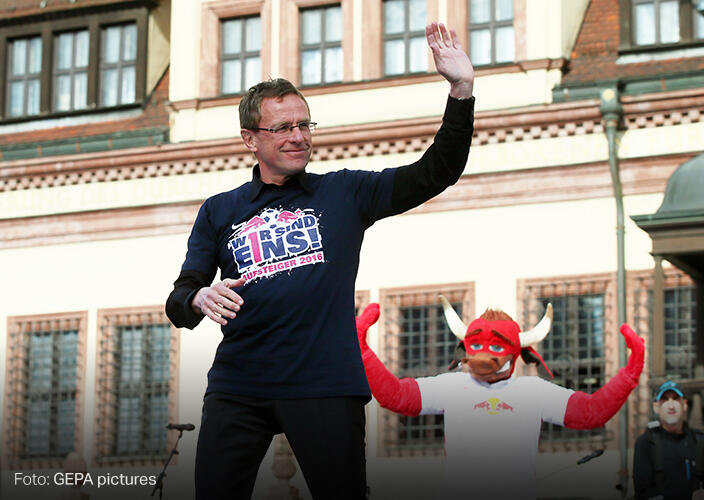 Ralf Rangnick, Cheftrainer von Rasenballsport Leipzig, Aufstiegsfeier 2016